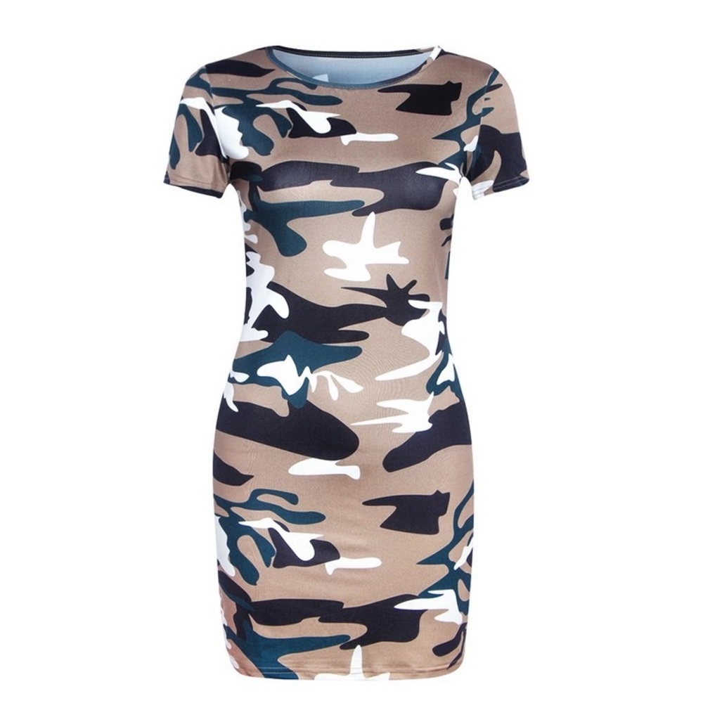 Women Printed Elegant O-Neck Mini Dress